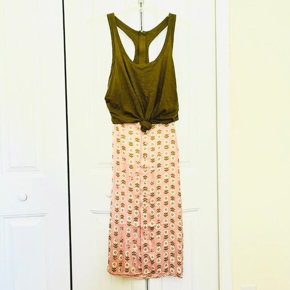 Free People Analise Polka Dot Button up Midi Skirt in Blush Combo (6) New/Tag - Picture 10 of 14